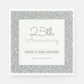 Serviette En Papier 25e anniversaire du Mariage Parties scintillant d' (Devant)