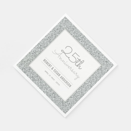Serviette En Papier 25e anniversaire du Mariage Parties scintillant d' (Coin)