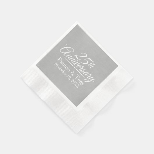Serviette En Papier 25e anniversaire du Mariage Personnalisé (Coin)