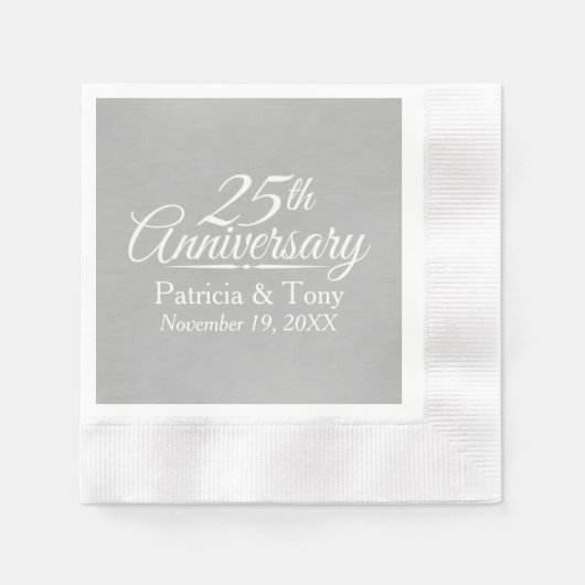 Serviette En Papier 25e anniversaire du Mariage Personnalisé (Devant)