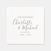 Serviette En Papier 25e anniversaire du Mariage signature simple d'arg (Devant)
