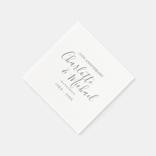 Serviette En Papier 25e anniversaire du Mariage signature simple d'arg (Coin)