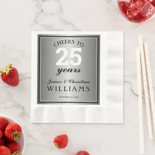 Serviette En Papier 25e anniversaire du Mariage Soie 25 ans (En situation)