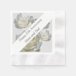 Serviette En Papier 25e anniversaire éditable Rose d'argent