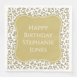 Serviette En Papier 25e anniversaire Gold/White Motif numéro de suppor
