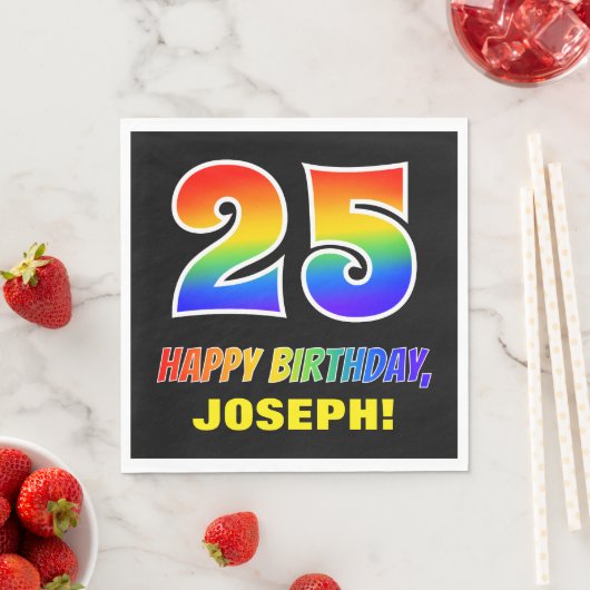 Serviette En Papier 25e anniversaire : Gras, amusant, simple, arc-en-c (En situation)