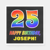 Serviette En Papier 25e anniversaire : Gras, amusant, simple, arc-en-c (Devant)