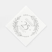 Serviette En Papier 25e anniversaire Mariage cadre botanique or (Coin)
