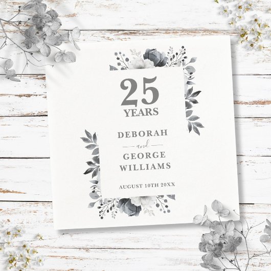 Serviette En Papier 25e anniversaire Mariage classique de la florale d