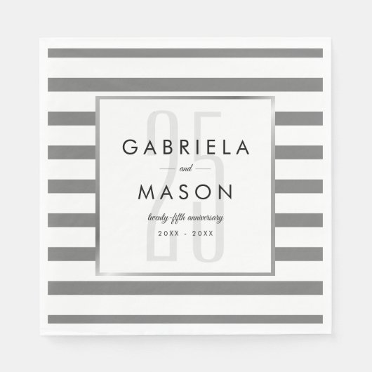 Serviette En Papier 25e anniversaire Mariage classique en argent (Devant)