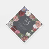 Serviette En Papier 25e anniversaire Mariage d'argent Floral Rose (Coin)