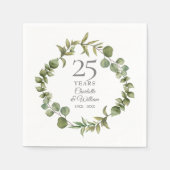 Serviette En Papier 25e anniversaire Mariage d'argent Garland (Devant)