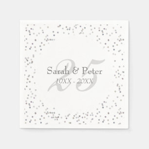 Serviette En Papier 25e anniversaire Mariage de la fécule d'argent Con