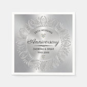 Serviette En Papier 25e anniversaire mariage parties scintillant argen (Devant)