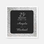 Serviette En Papier 25e anniversaire Mariage Parties scintillant d'arg (Devant)
