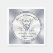 Serviette En Papier 25e anniversaire Mariage serviettes, argent (Devant)