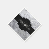 Serviette En Papier 25e anniversaire Monogrammed Black & Silver (Coin)