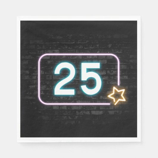 Serviette En Papier 25e anniversaire Neon Connexion en brique (Devant)
