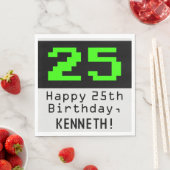 Serviette En Papier 25e anniversaire - Nerdy / Geeky Style "25" & Nom (En situation)