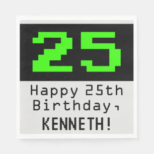 Serviette En Papier 25e anniversaire - Nerdy / Geeky Style "25" & Nom