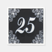 Serviette En Papier 25e anniversaire ou anniversaire Regal Argent Noir (Devant)