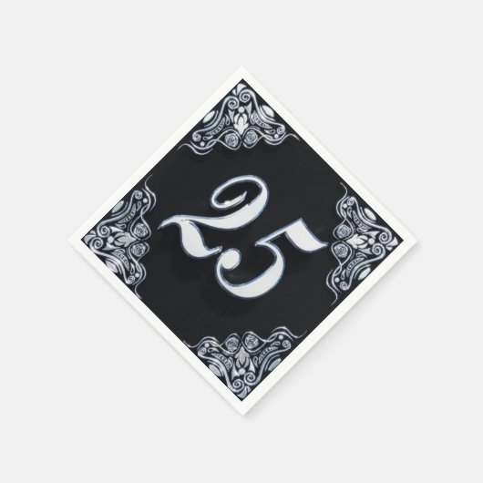 Serviette En Papier 25e anniversaire ou anniversaire Regal Argent Noir (Coin)
