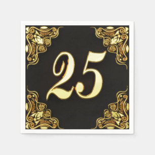 Serviette En Papier 25e anniversaire ou anniversaire Regal Gold et Noi