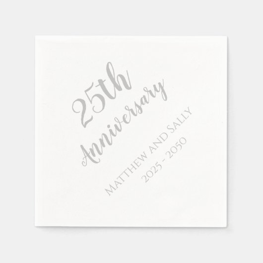Serviette En Papier 25e Anniversaire Papier-Party serviettes (Devant)