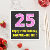 Serviette En Papier 25e anniversaire : Pink Stripes and Hearts "25" + (En situation)
