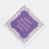 Serviette En Papier 25e anniversaire violet/blanc Motif du numéro de s (Coin)