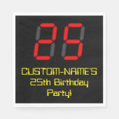 Serviette En Papier 25ème anniversaire : Rouge Digital Horloge Style " (Devant)