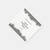 Serviette En Papier 25th Wedding Anniversary Silver Faux Glitter (Coin)
