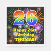 Serviette En Papier 26e anniversaire : Fun Motif feux d'artifice + Arc (Devant)