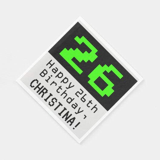 Serviette En Papier 26e anniversaire - Nerdy / Geeky Style "26" & Nom (Coin)