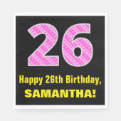 Serviette En Papier 26e anniversaire : Pink Stripes and Hearts "26" +  (Devant)