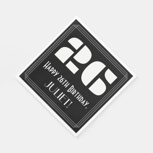Serviette En Papier 26ème anniversaire : Art Déco Inspiré Look "26" +  (Coin)