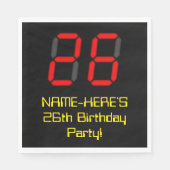 Serviette En Papier 26ème anniversaire : Rouge Digital Horloge Style " (Devant)