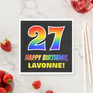 Serviette En Papier 27e anniversaire : Bold, amusant, simple, arc-en-c