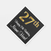 Serviette En Papier 27e anniversaire ~ Elégant Luxueux Faux Gold Look (Coin)