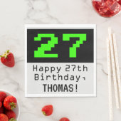 Serviette En Papier 27e anniversaire - Nerdy / Geeky Style "27" & Nom (En situation)