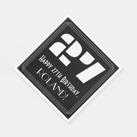 Serviette En Papier 27ème anniversaire : Art Déco Inspiré Look "27" + (Coin)