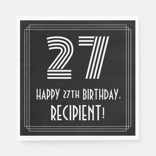 Serviette En Papier 27ème anniversaire : Art Déco Inspiré Look "27" +  (Devant)