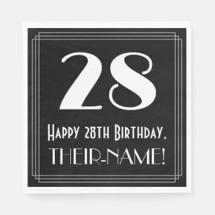 Serviette En Papier 28e anniversaire ~ Art Déco Inspiré Look "28", Nom