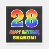 Serviette En Papier 28e anniversaire : Bold, amusant, simple, arc-en-c (Devant)