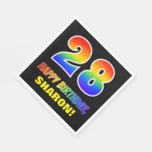 Serviette En Papier 28e anniversaire : Bold, amusant, simple, arc-en-c (Coin)