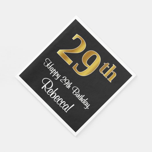 Serviette En Papier 29e anniversaire ~ Elégant Luxueux Faux Gold Look (Coin)