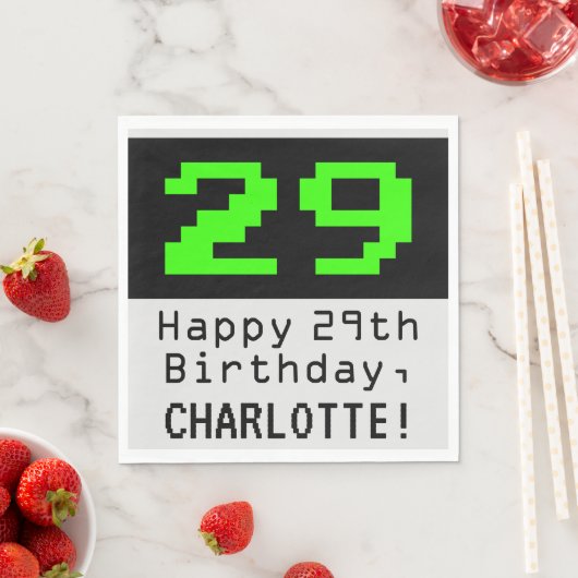 Serviette En Papier 29e anniversaire - Nerdy / Geeky Style "29" & Nom (En situation)
