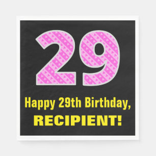 Serviette En Papier 29e anniversaire : Pink Stripes and Hearts "29" +
