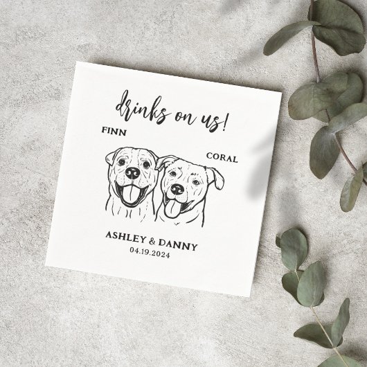 Serviette En Papier 2 Chiens Animaux de compagnie Line Boissons sur no