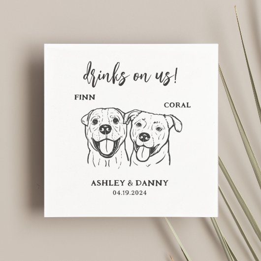 Serviette En Papier 2 Chiens Animaux de compagnie Line Boissons sur no